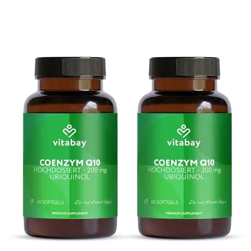 Vitabay Coenzym Q10 Ubiquinol 200 mg – 120 Kapseln – hochdosiert – natürliches Q10 aus pflanzlicher Fermentation