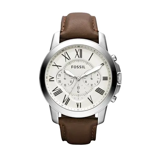 Fossil Grant Herren Uhr, Quarz-Chronograph, Edelstahl- oder Lederarmband, 44MM