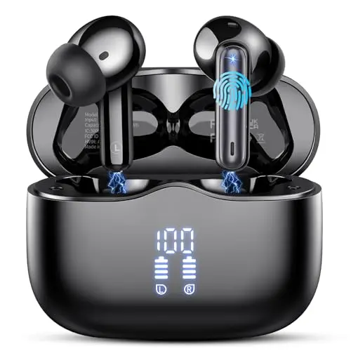 Bluetooth Kopfhörer, kabellos, Noise Cancelling, IP7, 40 Std. Laufzeit, Sport & Büro, Schwarz
