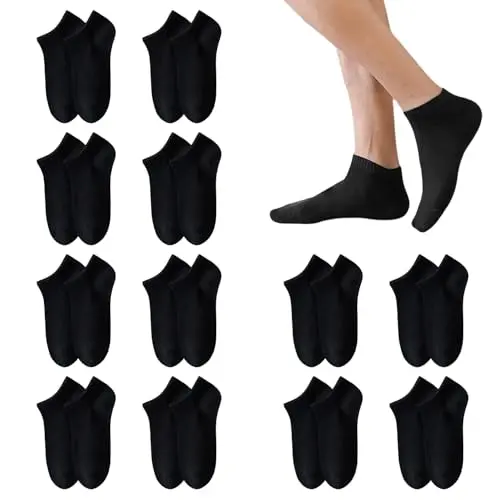 Enreluya Unsichtbare Sneakersocken (12 Paar) - Atmungsaktive Füßlinge für Damen und Herren, Schwarz