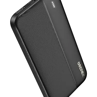 GREPRO Power Bank 10000mAh, Kompakte Power Bank mit USB-C und 2 USB-Ausgängen für Smartphones und Tablets