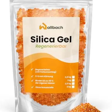 Wallbach® 1kg Silicagel Orange regenerierbar mit Indikator - Effektives Trockenmittel für vielseitige Anwendungen