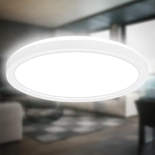 B.K.Licht LED Deckenlampe 24x3 cm, flach, neutralweißes Licht, für Wohnzimmer und Küche,Deckenleuchte
