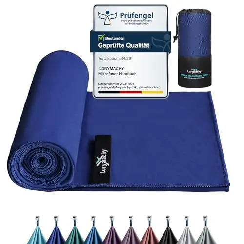 Lorymachy Mikrofaser Handtuch 30x60cm, leicht, saugstark, schnelltrocknend, ideal für Fitness, Yoga, Strand & Camping, San Marino Blau