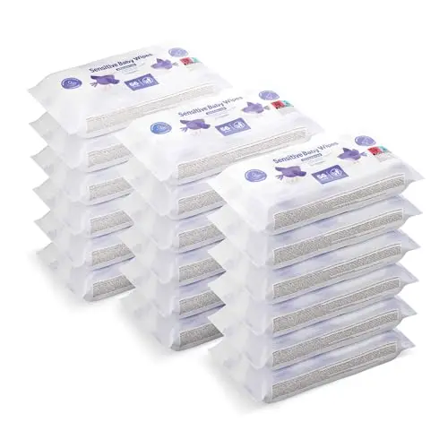 Amazon Sensitive Babyfeuchttücher, unparfümiert, 18 Packungen à 56 Stück