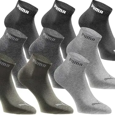 PUMA Quartersocken Statement Edition - 18 Paar - Black Green - Gr. 39-42