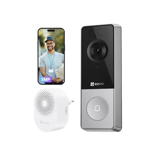 EZVIZ CP8 WLAN Video Türklingel mit 3K Kamera, Akku, Farbnachtsicht, Weitwinkel, Personenerkennung, Chime, 2-Wege-Audio, kompatibel mit Alexa & Google