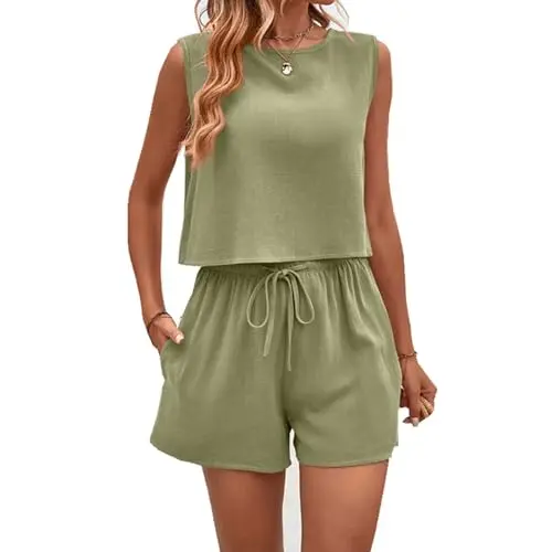 YOMORIO Damen Sommer Hosenanzug Set - Elegantes 2-teiliges Outfit mit Crop Top und Shorts