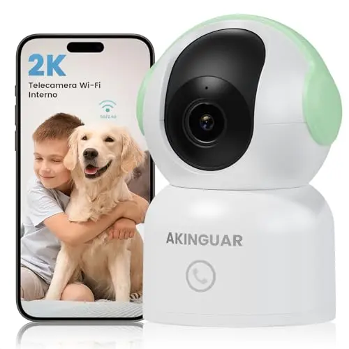 AKINGUAR 2K WLAN Innenkamera mit KI Personenerkennung und Nachtsicht, kompatibel mit Alexa - Grün
