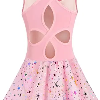 DANSHOW Kinder Ballettkleidung Mädchen Tanzkleid mit Chiffonrock, Kurzarm Balletttrikot