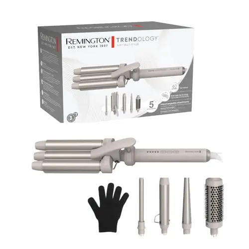 Remington Lockenstab 5in1 mit Zubehör für Beach Waves, Spirallocken & Natürliche Locken