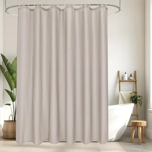 EurCross Duschvorhang 180x200 cm, Wasserdicht, Sandfarben, Waschbar, mit 12 Ringen