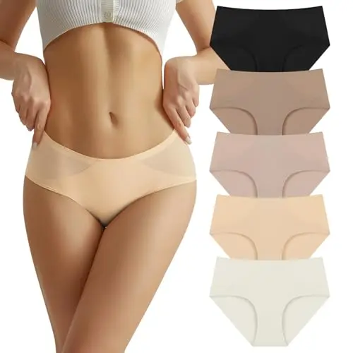 TDONE Damen Nahtlose Unsichtbare Slips im 5er Pack, Elastisch & Bequem