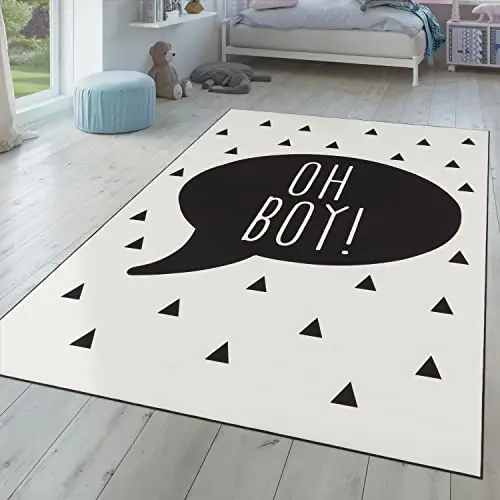 TT Home Kinderteppich Modern für Jungen und Mädchen, 160x230 cm, Schwarz