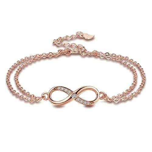 Micory Infinity Armband Damen 925 Sterling Silber Rosegold Verstellbar