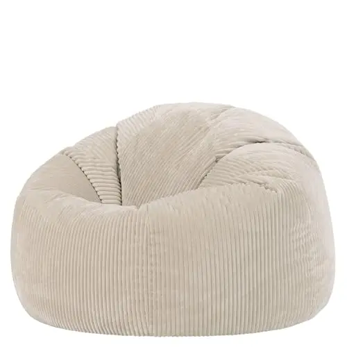 Beige Cord Sitzsack für Erwachsene - Lounge Stuhl für Wohnzimmer und Schlafzimmer
