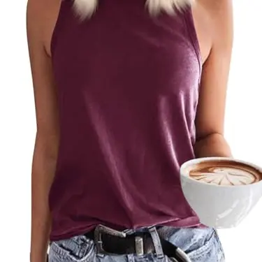 GeGekoko Damen Tank Top Sommer Basic Ärmelloses Top Weinrot