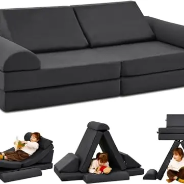 Jela Kindersofa Spielsofa - Schaumstoff Couch für Kinderzimmer (Dark Grey)