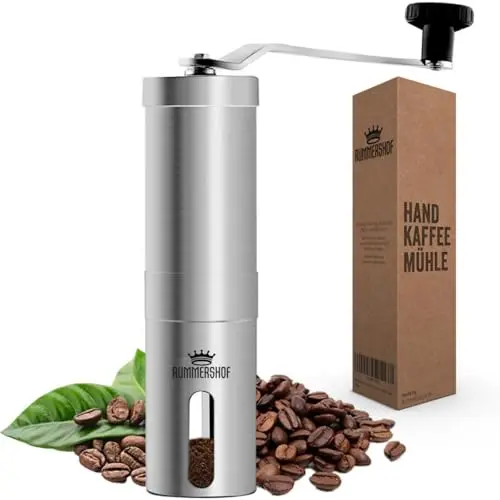 Rummershof manuelle Kaffeemühle aus Edelstahl - Präzise Einstellung + Baum pflanzen