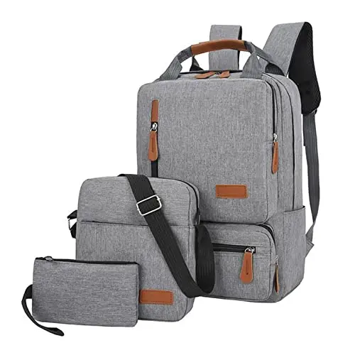 Laptoprucksack für Reisen und Schule, 3er Set für Damen und Herren, passend für bis 14,5 Zoll, Rot