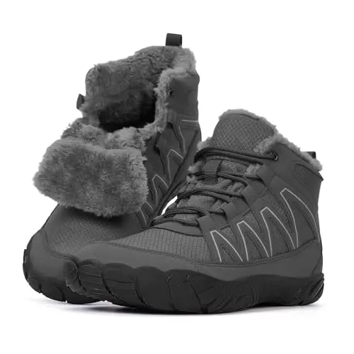 RUYI Winter Barfußschuhe für Damen und Herren - Warm gefüttert, wasserabweisend und bequem mit breiter Zehenbox