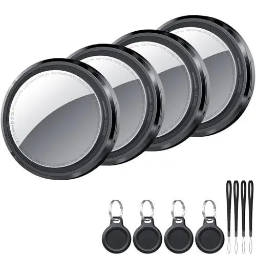 Air Tracker Tag Schlüsselfinder 4er Pack Schwarz, Bluetooth Key Finder für Gepäck und Taschen