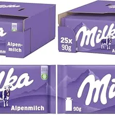Milka Alpenmilch-Schokolade – 25 x 90g Vorratspack