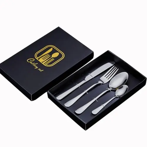 4-teiliges Weihnachtsbesteck Set aus Edelstahl - Gabeln und Besteckhalter für die Weihnachtsdekoration (Schwarz)