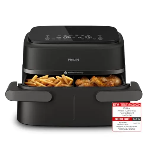 Philips Airfryer 1000 Series - Heißluftfritteuse mit 7,1 L, 10 Kochfunktionen, 90% weniger Fett