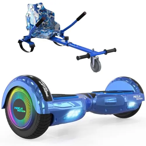MEGA MOTION 6.5 Zoll Hoverboard mit Sitz für Kinder, Bluetooth-Lautsprecher und LED-Leuchten