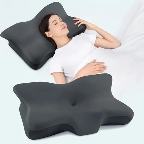 Silkena Memory Foam Nackenkissen, Ergonomisch, Unterstützend, Für Seiten-, Rücken- & Bauchschläfer, Dunkelgrau