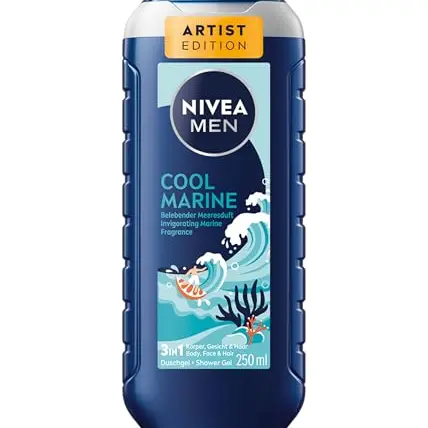 NIVEA MEN Cool Marine Duschgel, erfrischende 3in1 Pflege mit Meeresduft (250 ml)