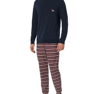Schiesser Herren Schlafanzug Lang Nachtblau, Pyjamaset, Größe 48 EU