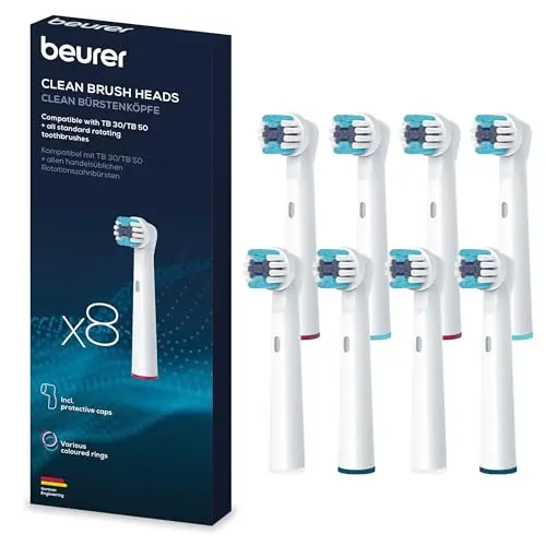 Beurer TB 30/50 Aufsteckbürsten für elektrische Zahnbürsten, 8 Stück, kompatibel mit Oral-B