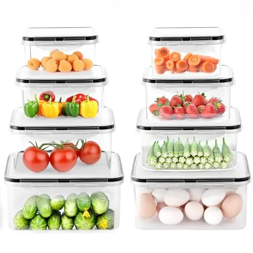 HYZCXPL 8er Set Vorratsdosen mit Deckel, luftdicht und BPA-frei, ideale Meal Prep Boxen