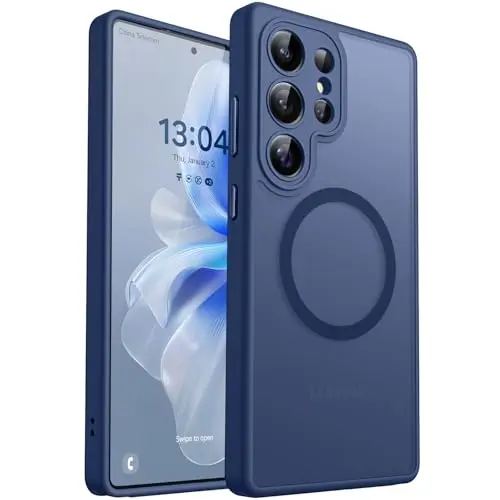 CANSHN Hülle für Samsung Galaxy S25 Ultra mit Kameraschutz und Magsafe - Militärschutz, Dunkelblau