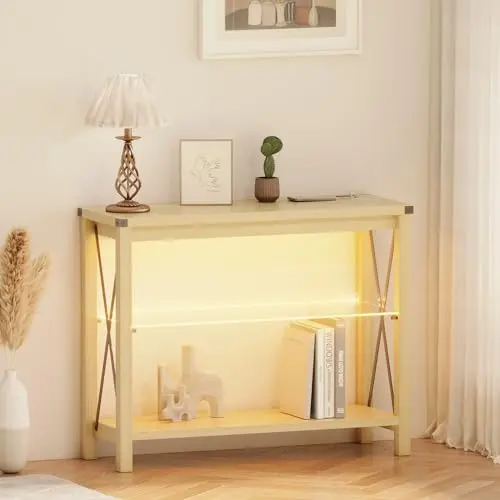 Lvifur Sideboard mit Smart Ladestation und LED-Beleuchtung, Aufbewahrungsschrank für Wohnzimmer und Küche