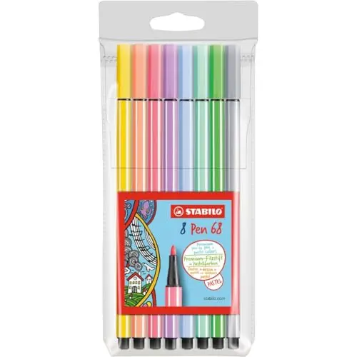 STABILO Premium-Filzstift Pen 68 - 8er Set Pastellfarben