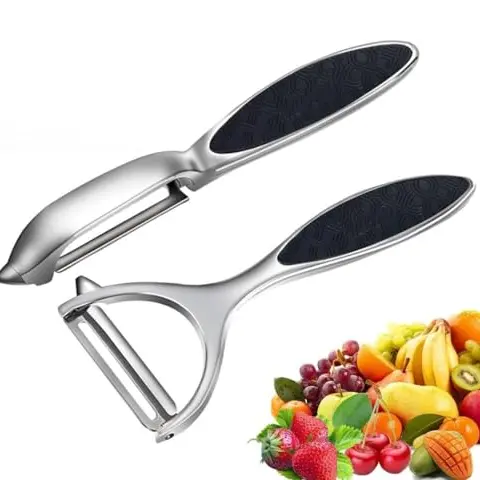 Leaflai Schäler Set - 2 Stück Edelstahl Gemüseschäler mit rutschfestem Griff für Kartoffeln, Tomaten und Obst