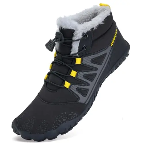 Mabove Winterstiefel für Herren und Damen - Gefütterte Traillaufschuhe (Schwarz-Gelb, 38 EU)