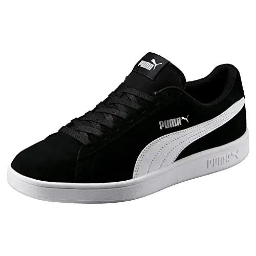 PUMA Smash V2 Unisex Sneaker in Schwarz, Weiß und Silber - Größe 40 EU