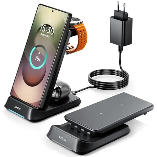 KPON 3-in-1 Induktive Ladestation für Samsung S22/S26/Z Flip/Fold7/FE