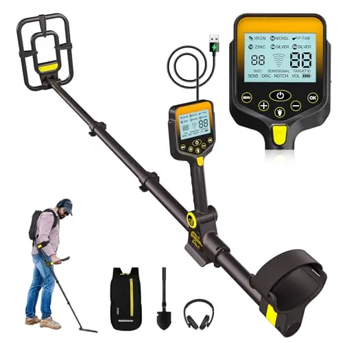 OKESAM Metalldetektor für Erwachsene & Kinder – Wasserdicht, faltbar, mit LCD-Display & 2000mAh Akku