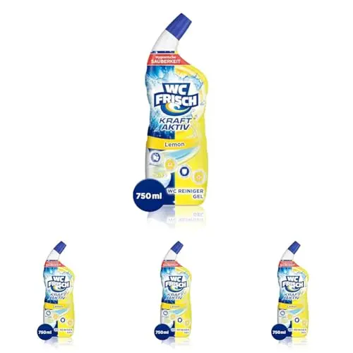 WC-Frisch WC Reiniger Gel Lemon 750 ml - Hygienische Frische mit Lufterfrischer-Effekt, 4er Pack