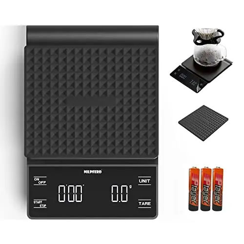 Nilpferd Digitale Kaffeewaage mit Timer, Präzision 0,1g, LED-Touchscreen, Küchenwaage, Lebensmittelwaage