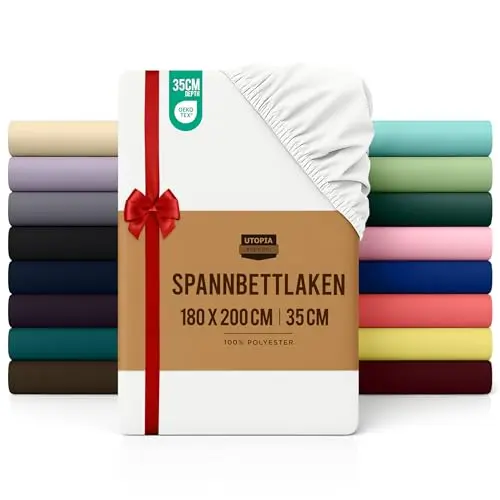 Utopia Bedding Spannbettlaken 180x200cm - Weiß - Oeko-Tex Zertifiziert