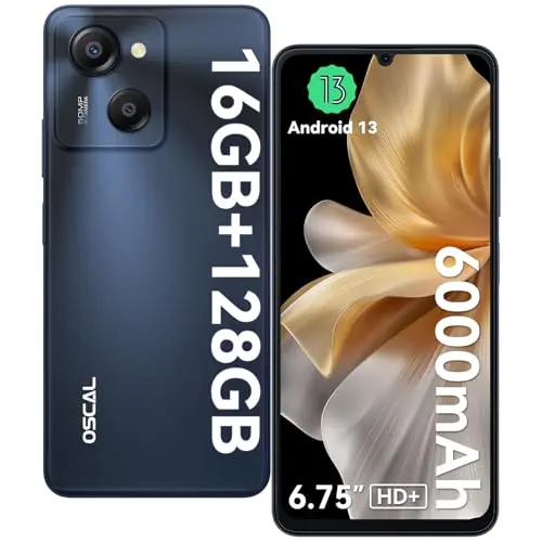 OSCAL Modern 8 Smartphone 16GB+128GB, 6,75" HD+ Display, 50MP Kamera, 6000mAh Akku, 5G - Schwarz