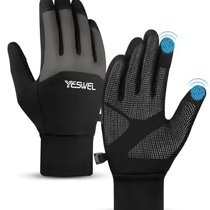 YESWEL Thermo Fahrradhandschuhe für Herren und Damen, Wasserdicht und Warm, Touchscreen, Grau, L