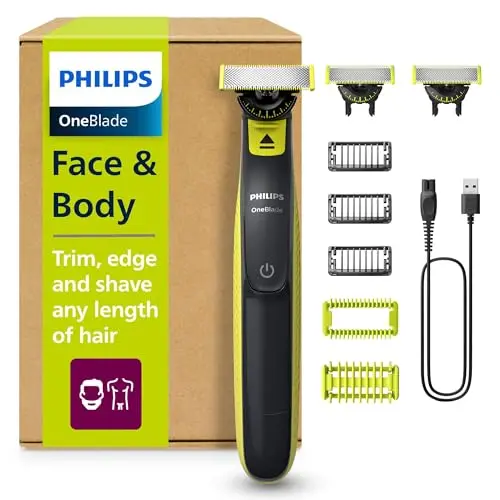 PHILIPS OneBlade 360 Face & Body – Elektrischer Rasierer, Trimmer & Bodygroomer, Nass- & Trocken, für Gesicht & Körper