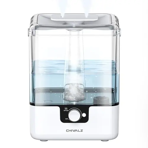 CHIVALZ Top Fill Luftbefeuchter für Große Räume, 6L, Nachtlicht, 50H Aroma Diffuser, Weiß